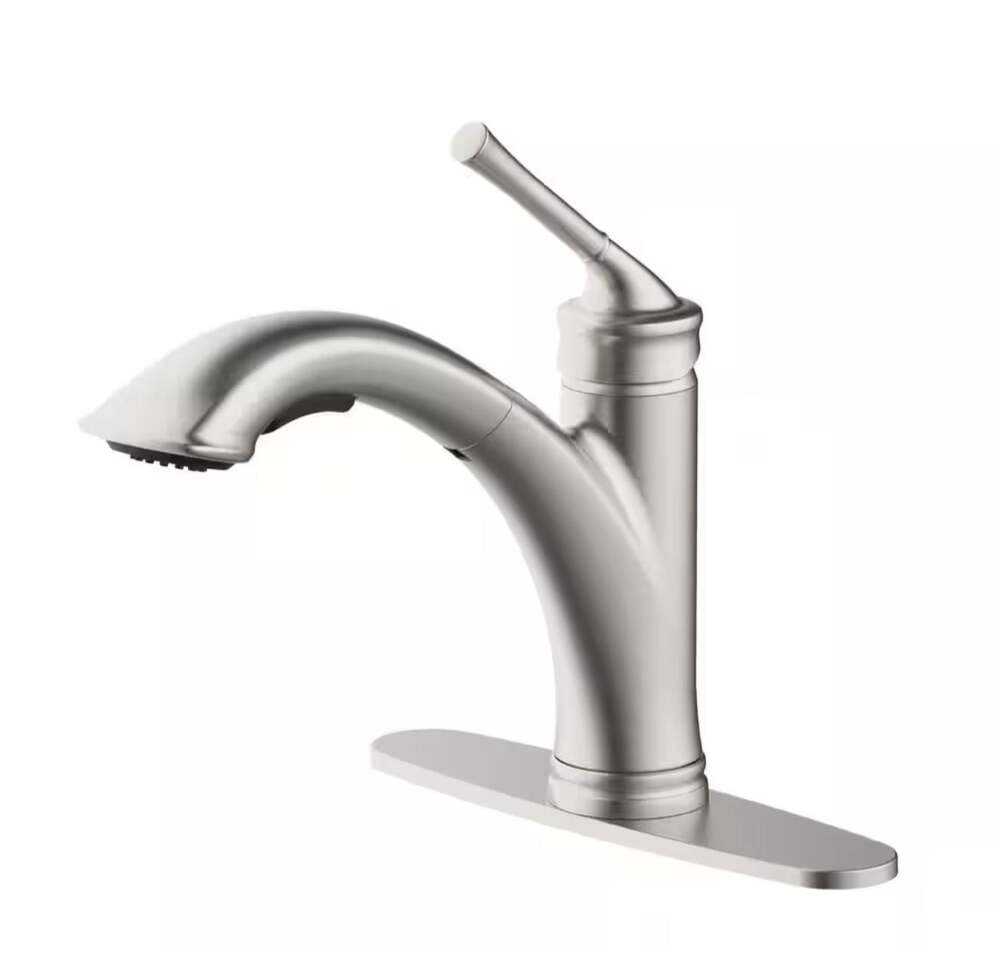 Glacier Bay Hemming Single Handle Pull-Out Kitchen Faucet, Stainless Steel